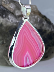 Pink Botswana Agate and Silver Pendant (UV1347)