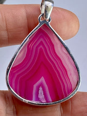 Pink Botswana Agate and Silver Pendant (UV1347)