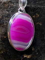 Pink Botswana Agate and Silver Pendant (UV1116)