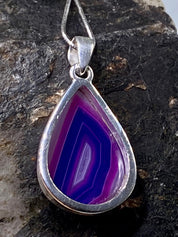 Purple Botswana Agate and Silver Pendant(UV1339)