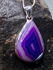 Purple Botswana Agate and Silver Pendant(UV1339)