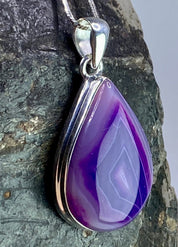 Purple Botswana Agate and Silver Pendant(UV1339)