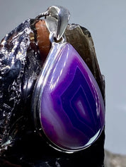 Purple Botswana Agate and Silver Pendant(UV1339)