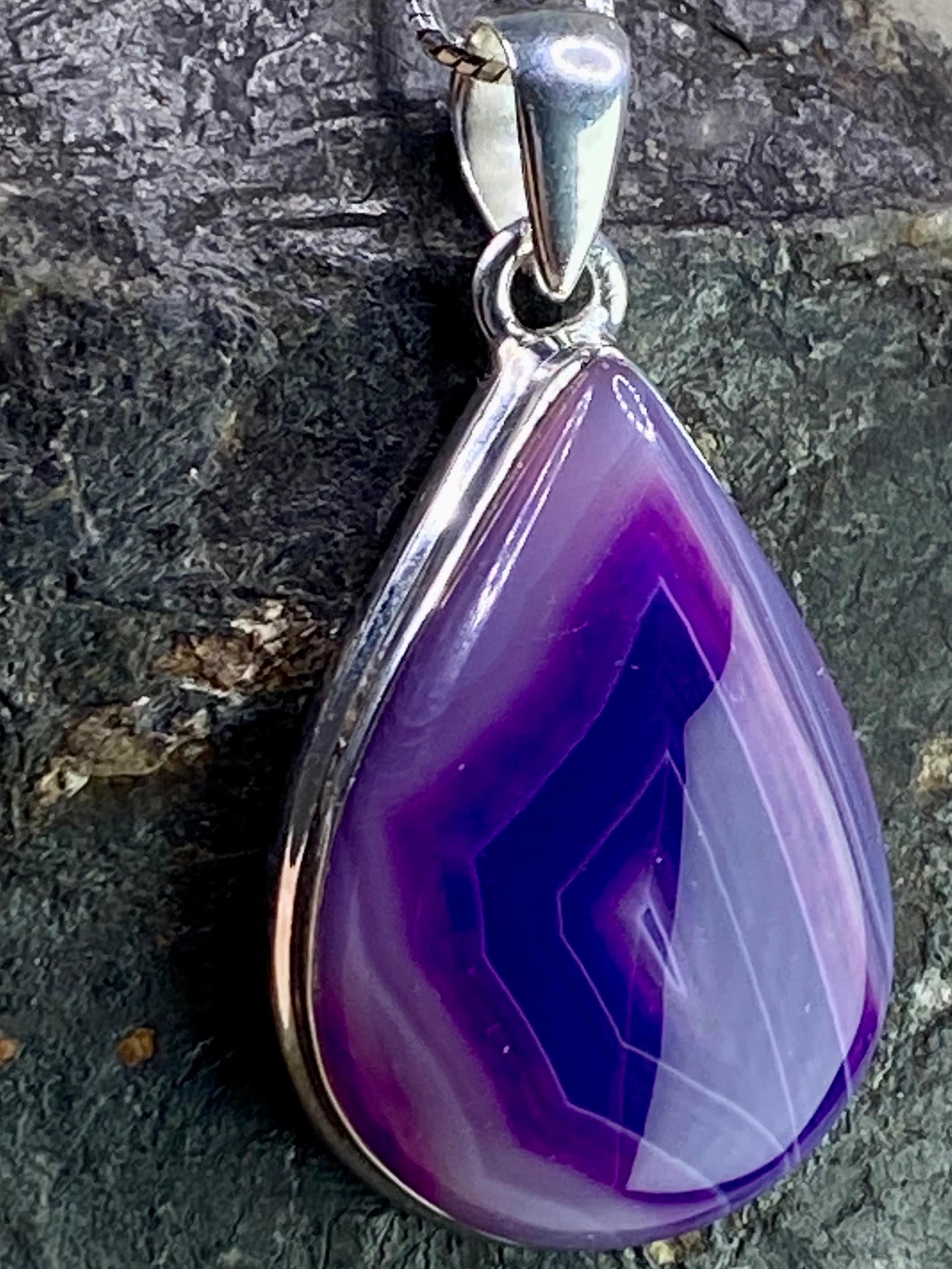 Purple Botswana Agate and Silver Pendant(UV1339)