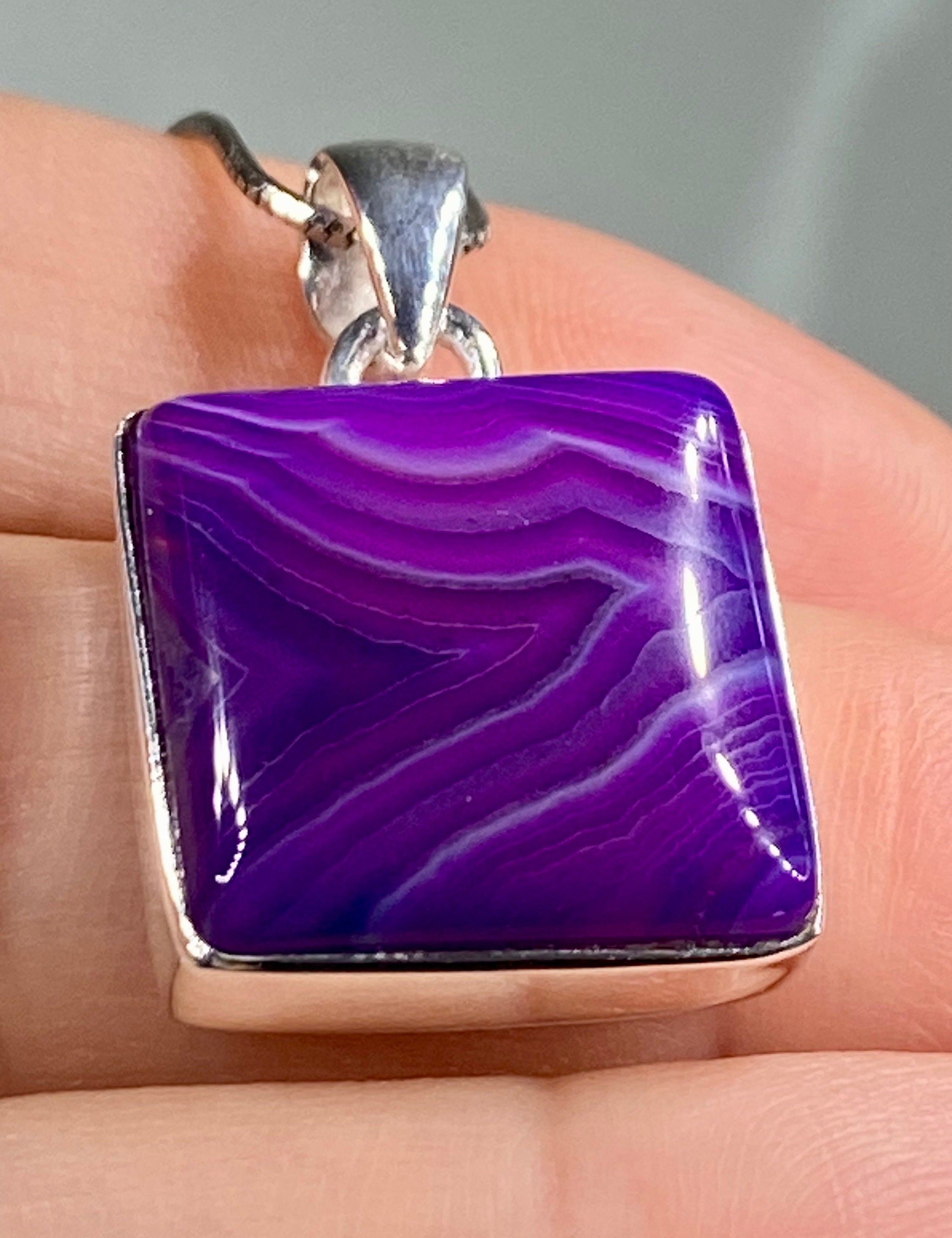 Purple Botswana Agate and Silver Pendant(UV1357)