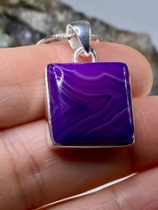 Purple Botswana Agate and Silver Pendant(UV1357)