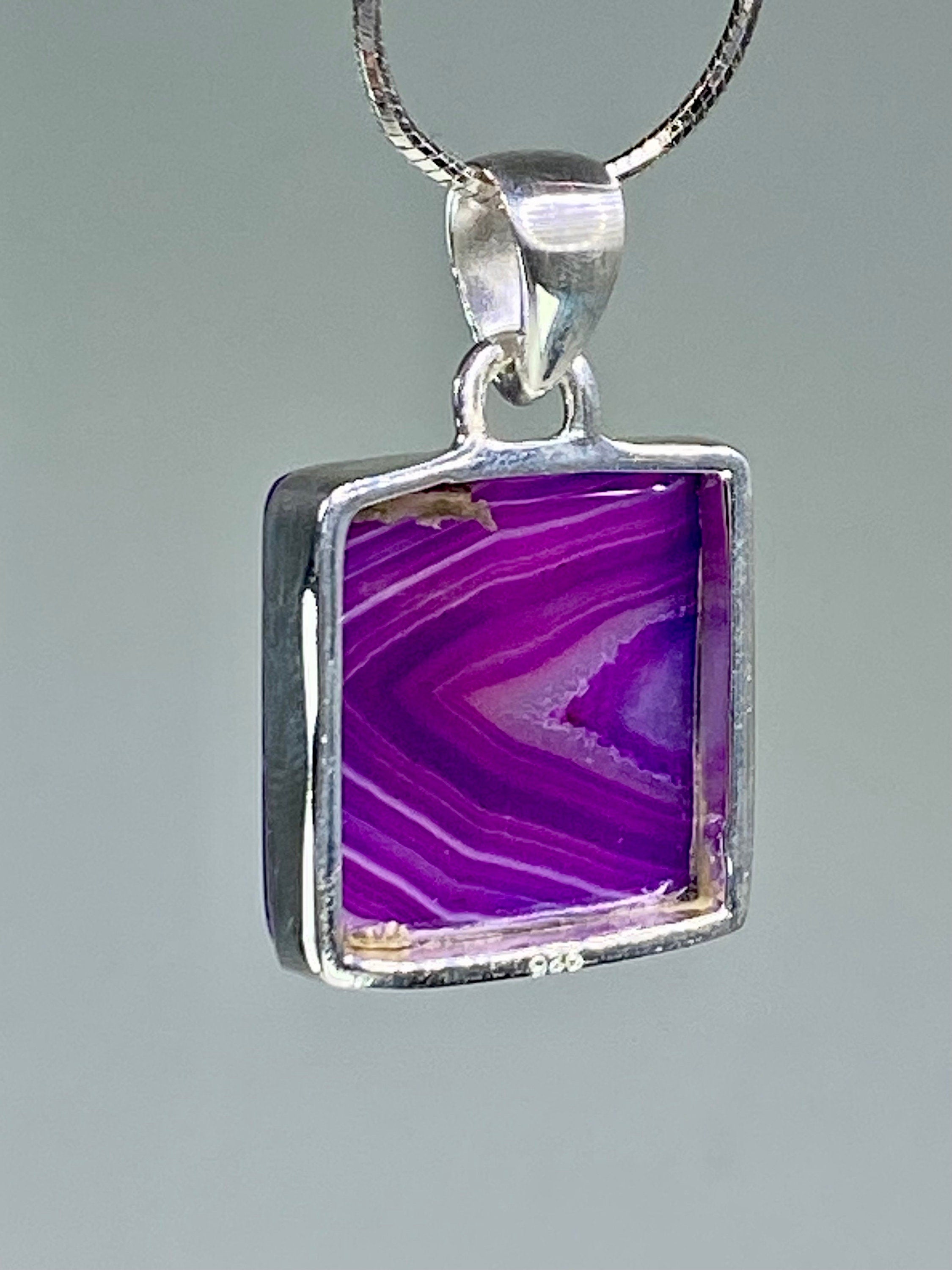 Purple Botswana Agate and Silver Pendant(UV1357)