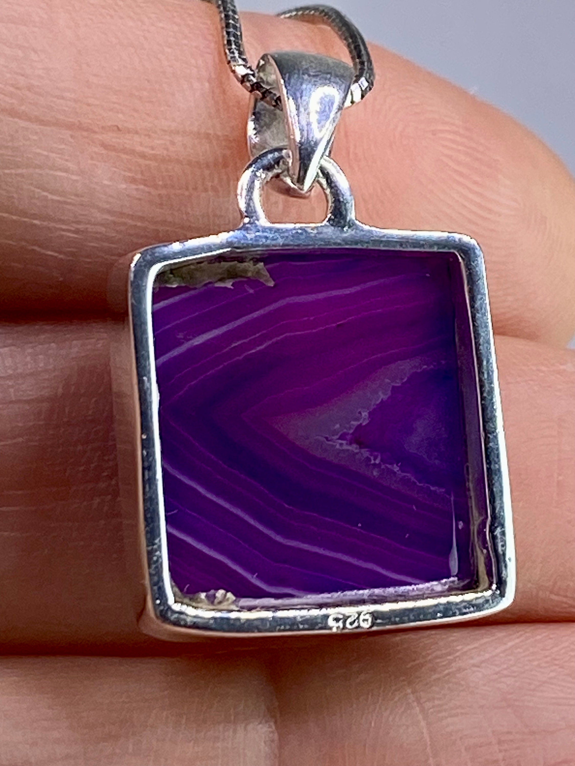 Purple Botswana Agate and Silver Pendant(UV1357)