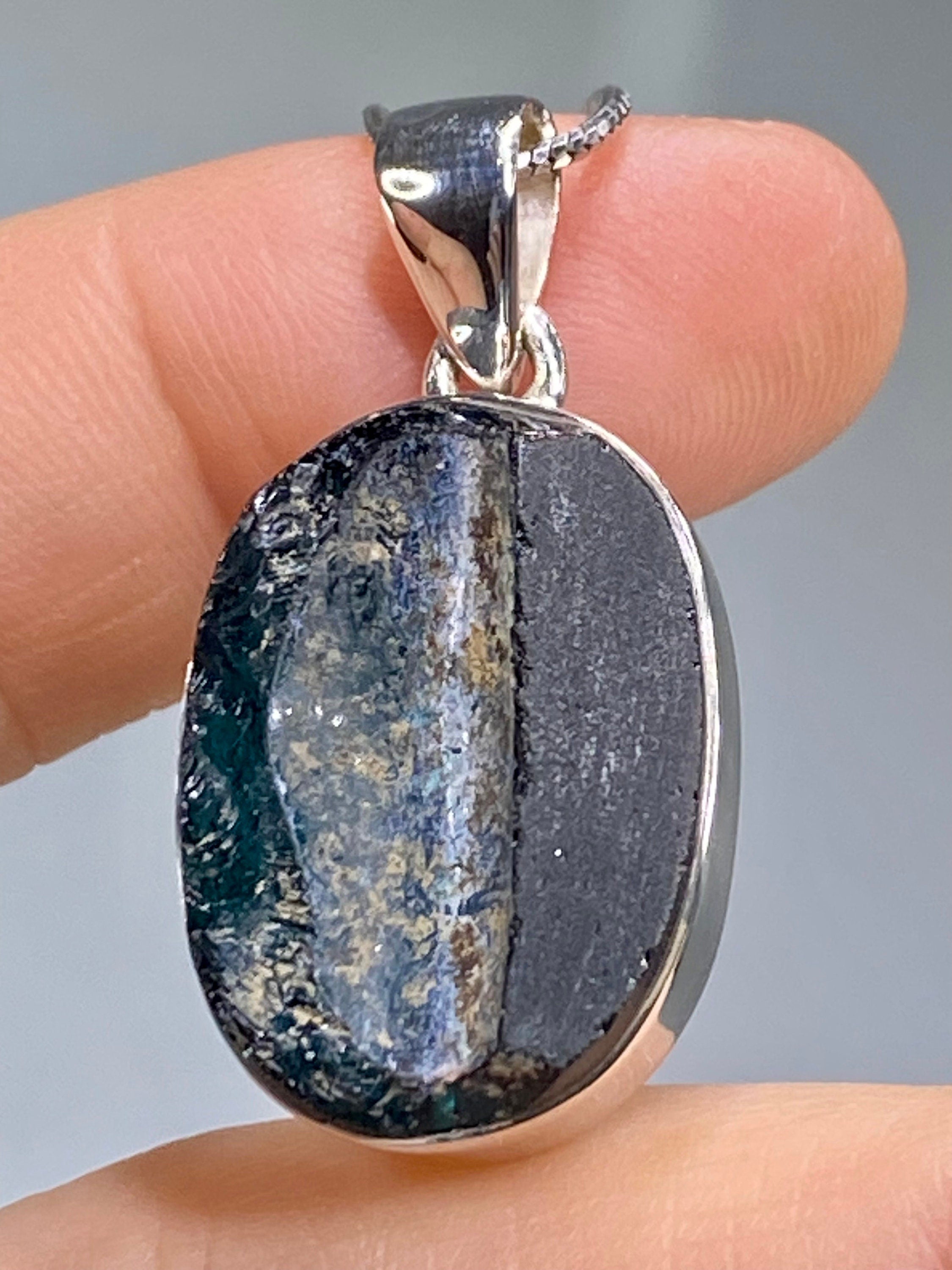 Oval Ancient Roman Glass Sterling Silver Pendant