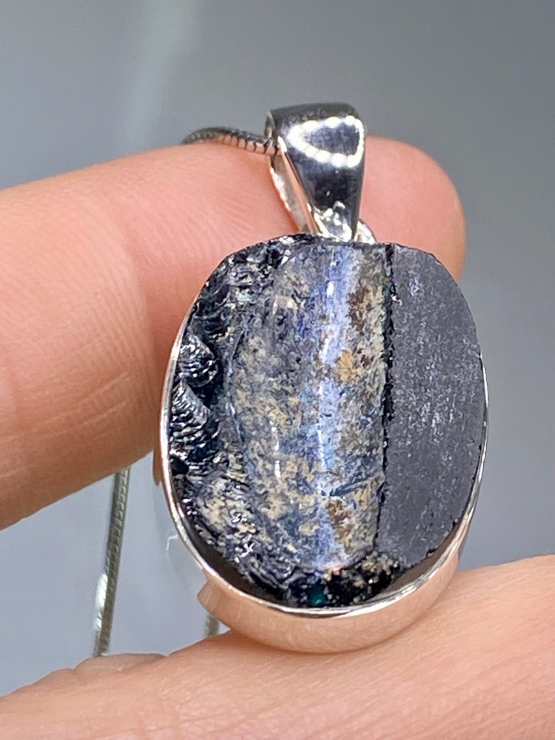 Ancient Roman Glass and Silver Pendant