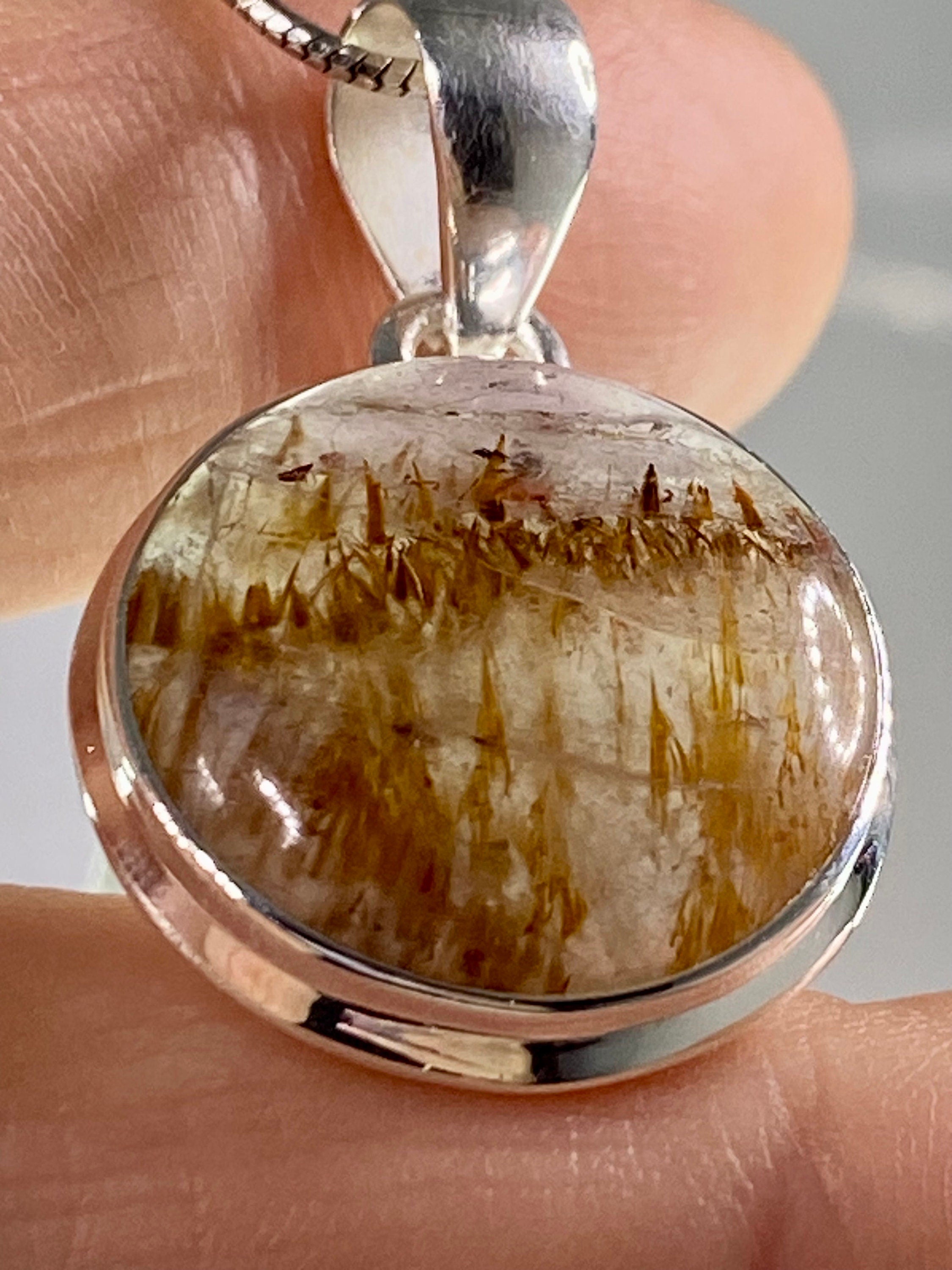 High Quality Cacoxenite and Silver Pendant(UV1305)