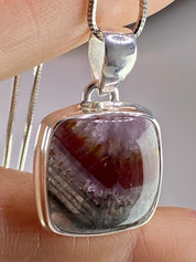 High Quality Cacoxenite in Purple Amethyst and Silver Pendant