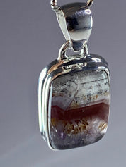 High Quality Cacoxenite in Purple Amethyst and Silver Pendant