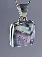 High Quality Cacoxenite in Purple Amethyst and Silver Pendant