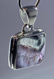 High Quality Cacoxenite in Purple Amethyst and Silver Pendant