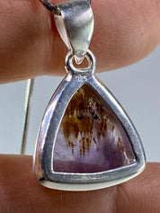 High Quality Cacoxenite in Purple Amethyst and Silver Pendant