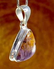 High Quality Cacoxenite in Purple Amethyst and Silver Pendant