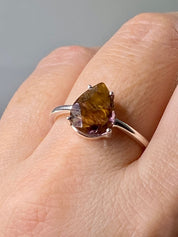 High Quality Cacoxenite in Purple Amethyst and Silver Ring