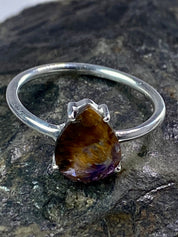 High Quality Cacoxenite in Purple Amethyst and Silver Ring