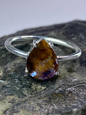 High Quality Cacoxenite in Purple Amethyst and Silver Ring