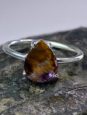 High Quality Cacoxenite in Purple Amethyst and Silver Ring