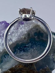 High Quality Cacoxenite in Purple Amethyst and Silver Ring