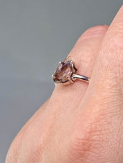 High Quality Cacoxenite in Purple Amethyst and Silver Ring