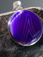 Purple Botswana Agate and Silver Pendant(UV1381)