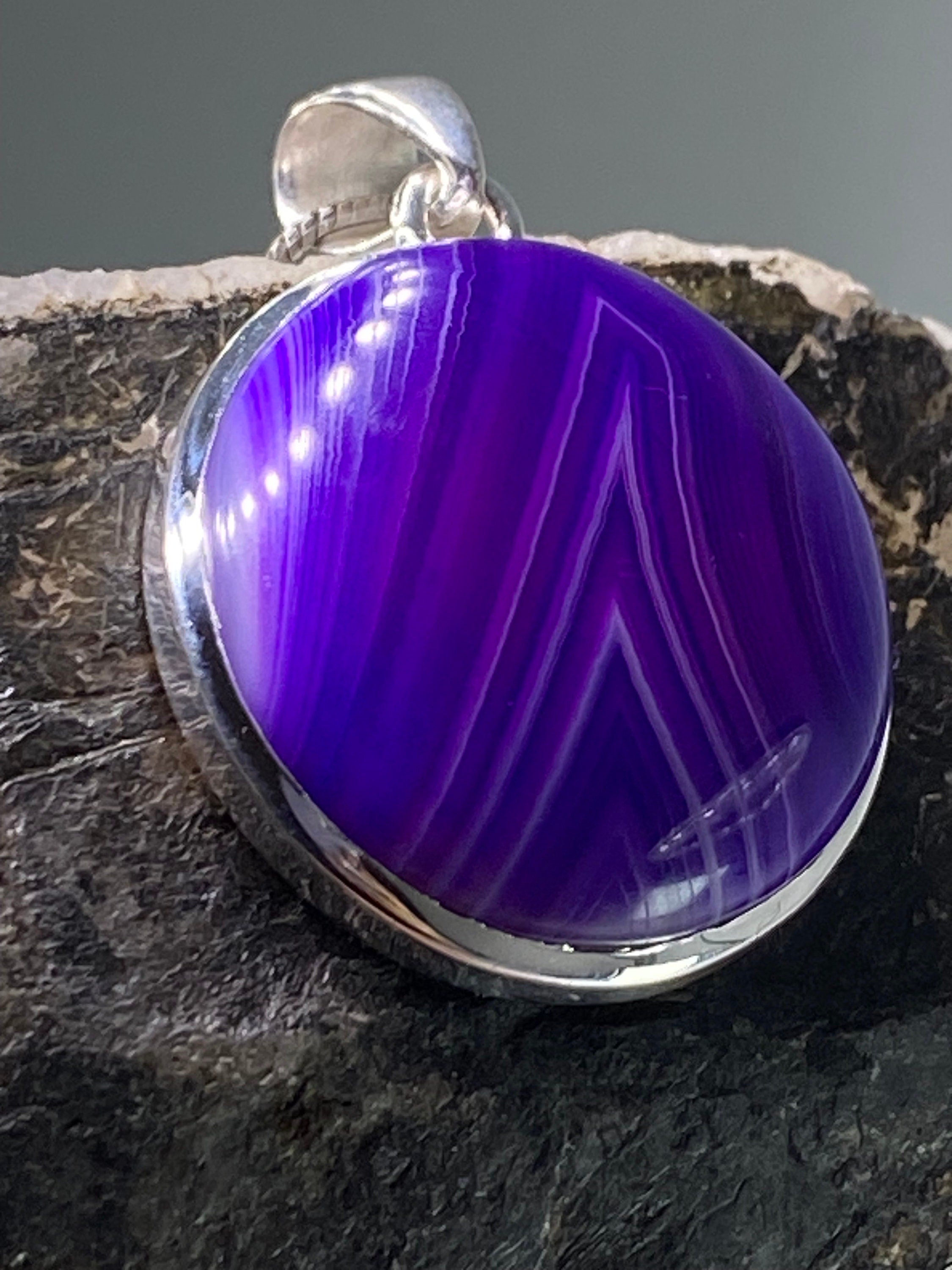 Purple Botswana Agate and Silver Pendant(UV1381)