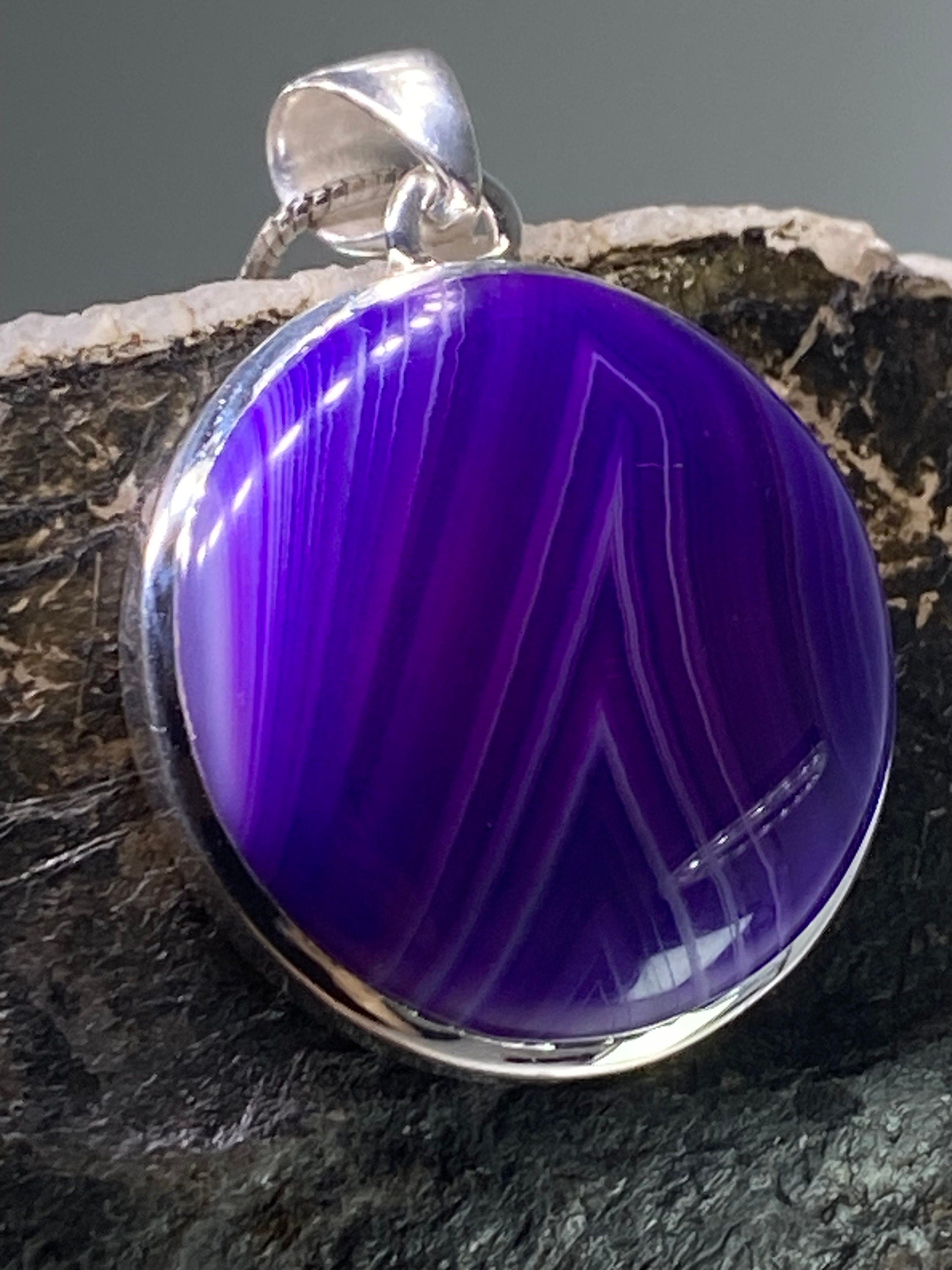 Purple Botswana Agate and Silver Pendant(UV1381)