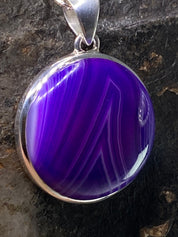 Purple Botswana Agate and Silver Pendant(UV1381)