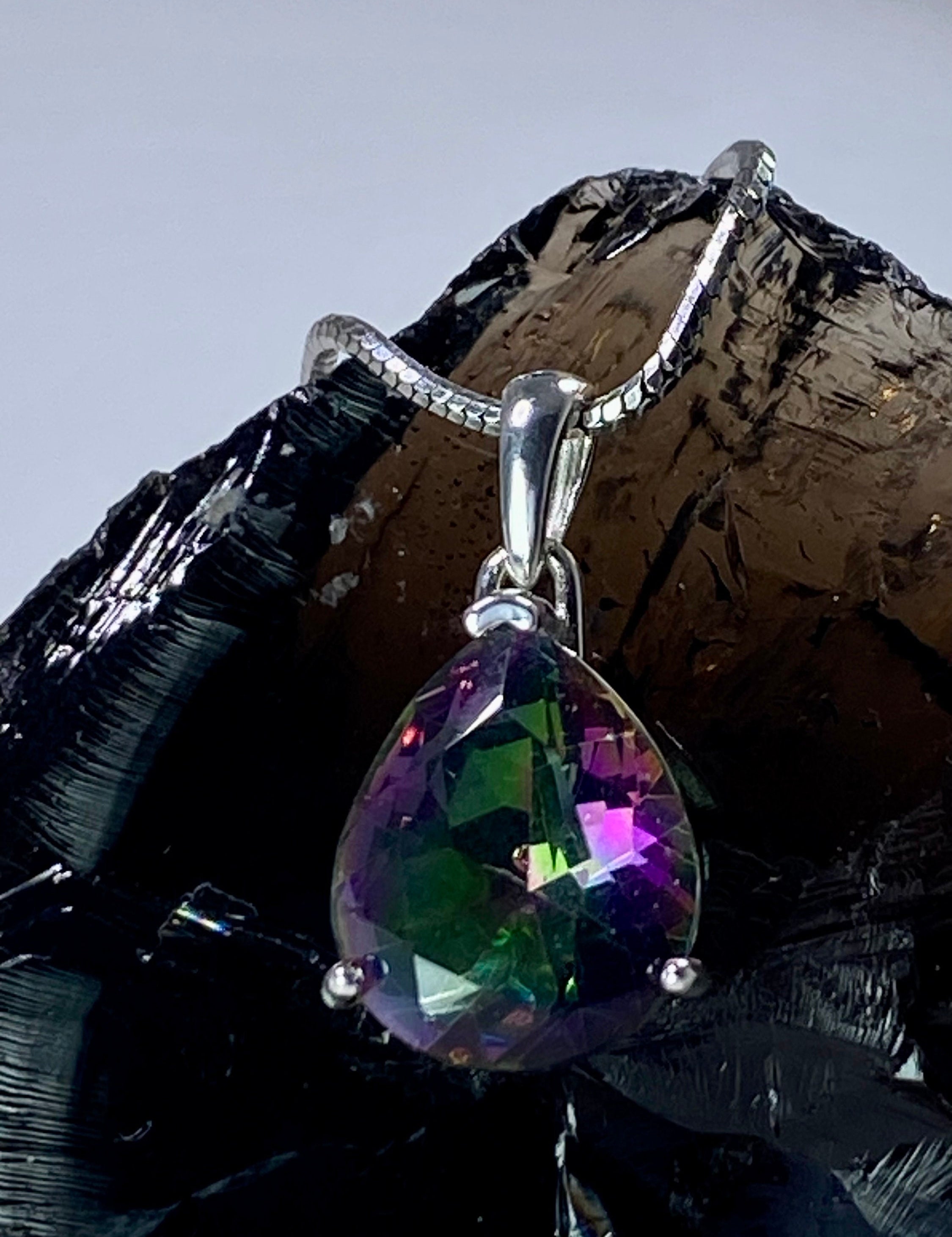 Mystic Topaz and Silver Pendant