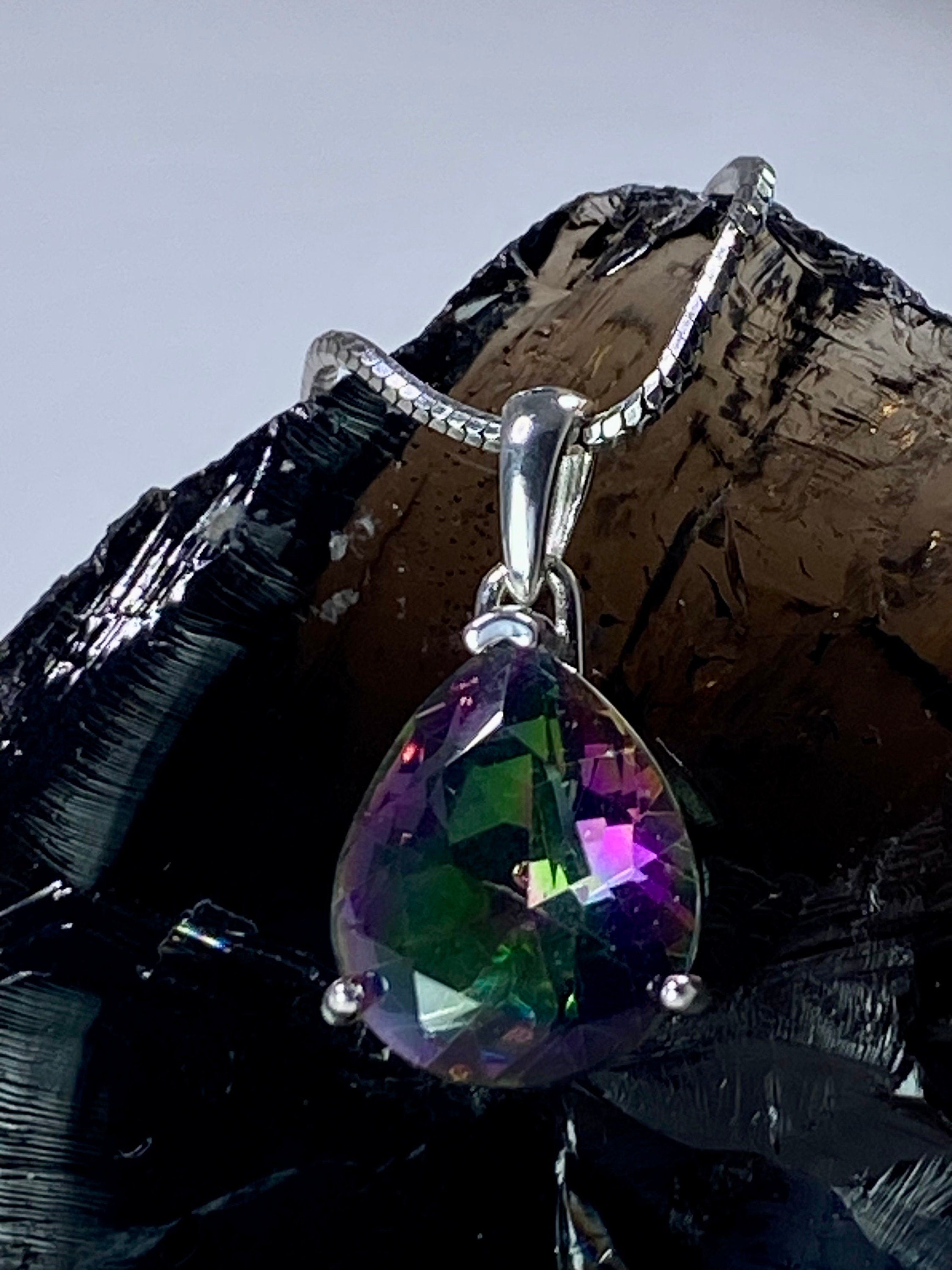 Mystic Topaz and Silver Pendant