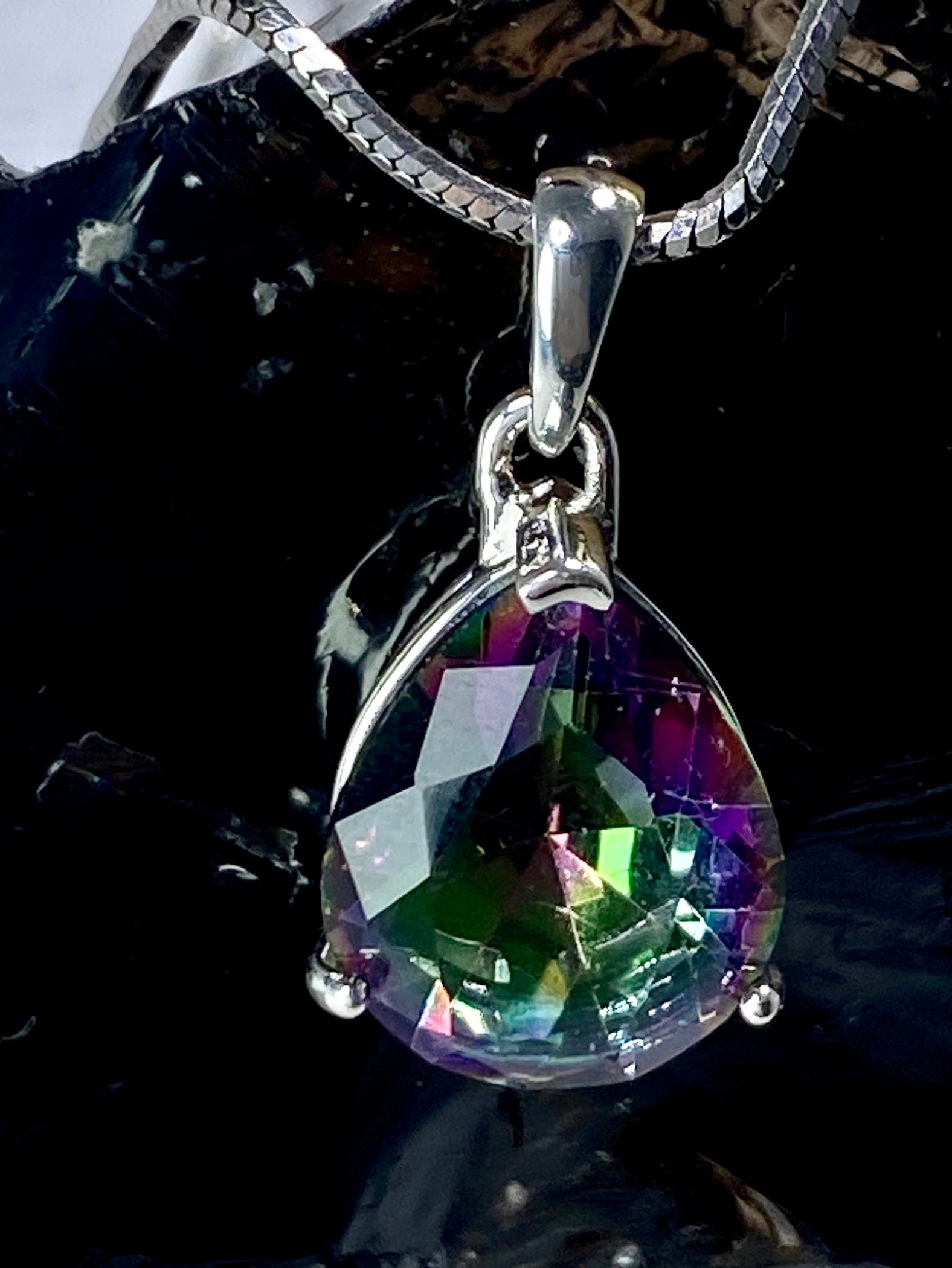 Mystic Topaz and Silver Pendant