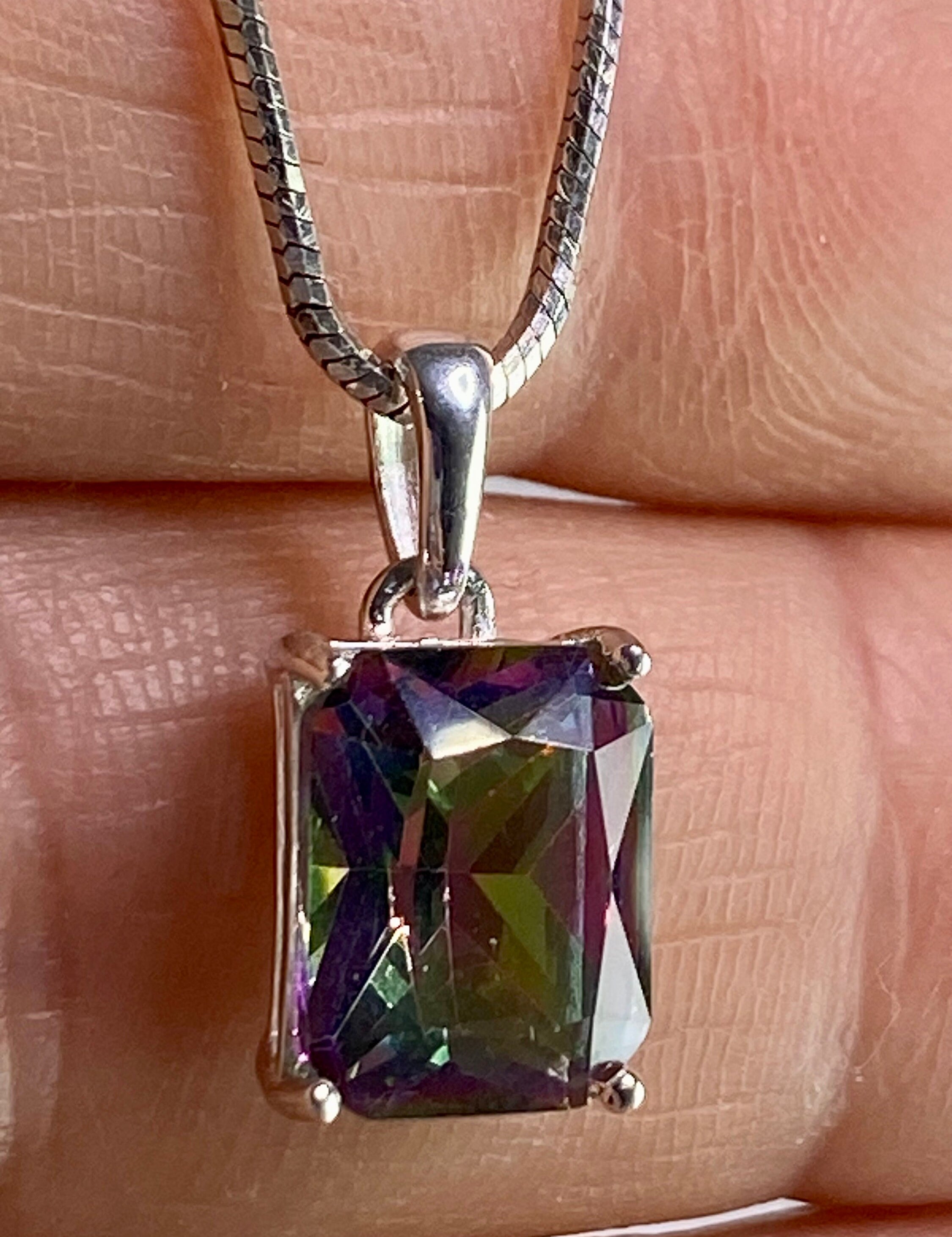 Mystic Topaz and Silver Pendant