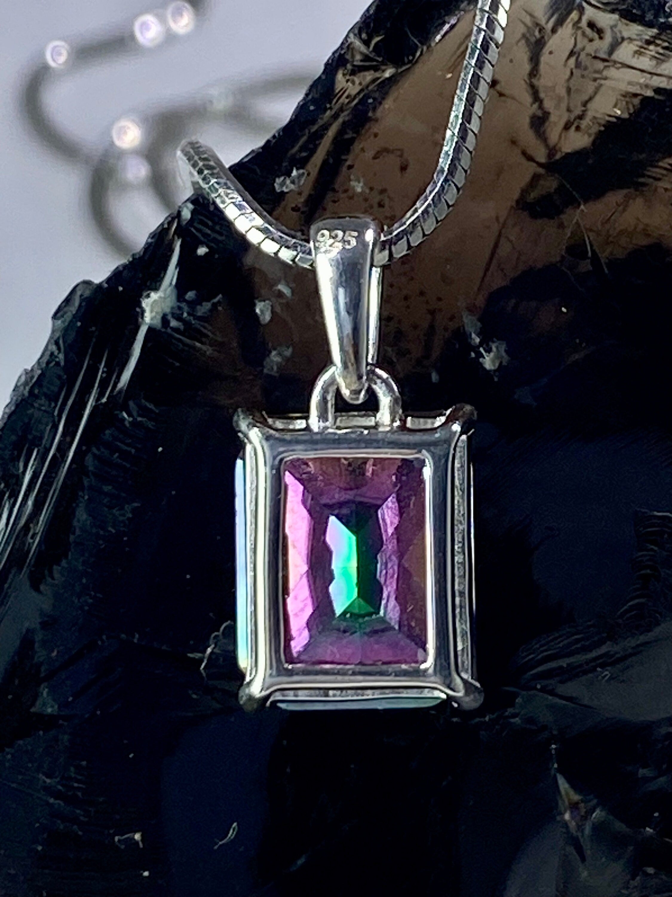 Mystic Topaz and Silver Pendant