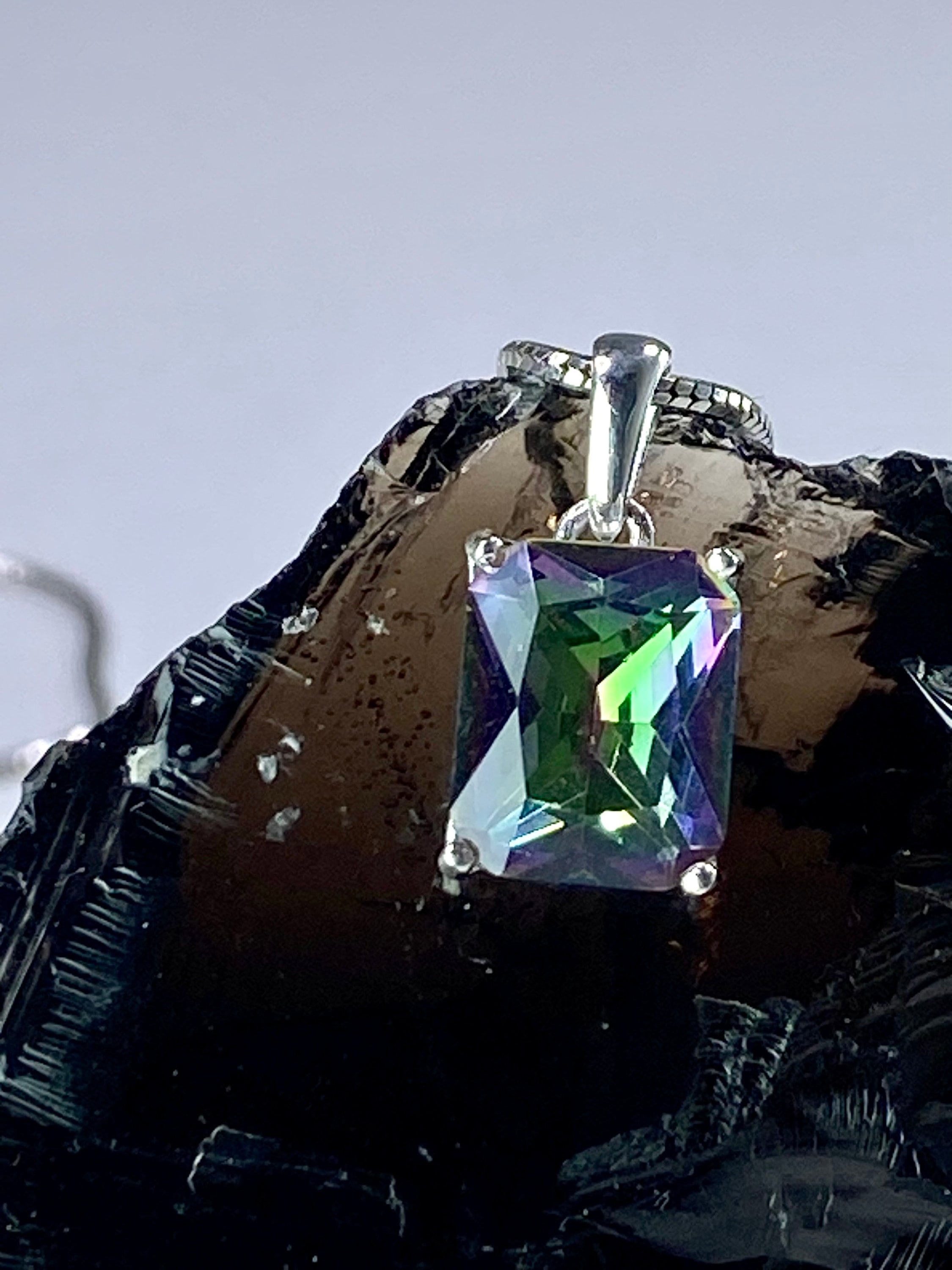 Mystic Topaz and Silver Pendant