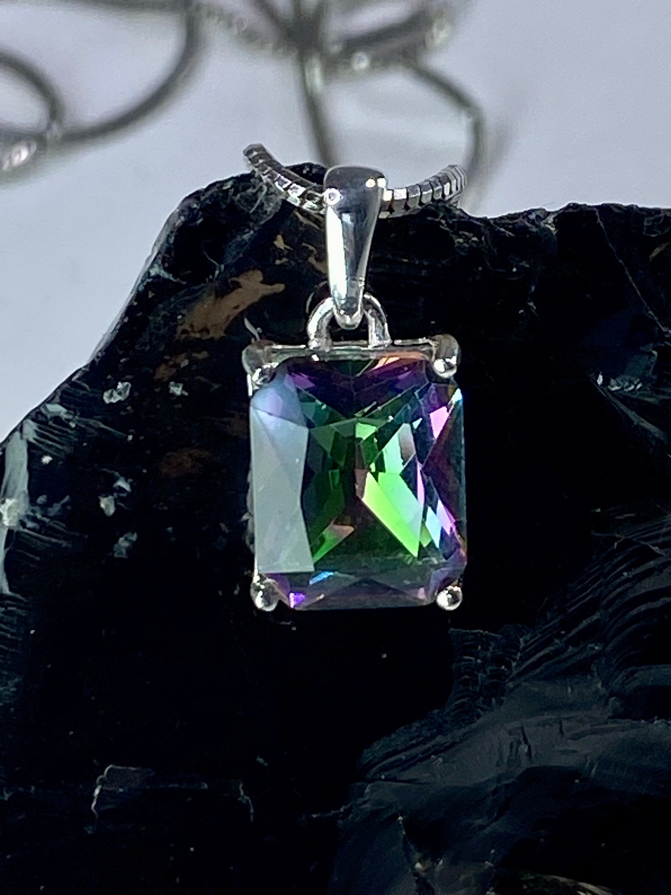 Mystic Topaz and Silver Pendant