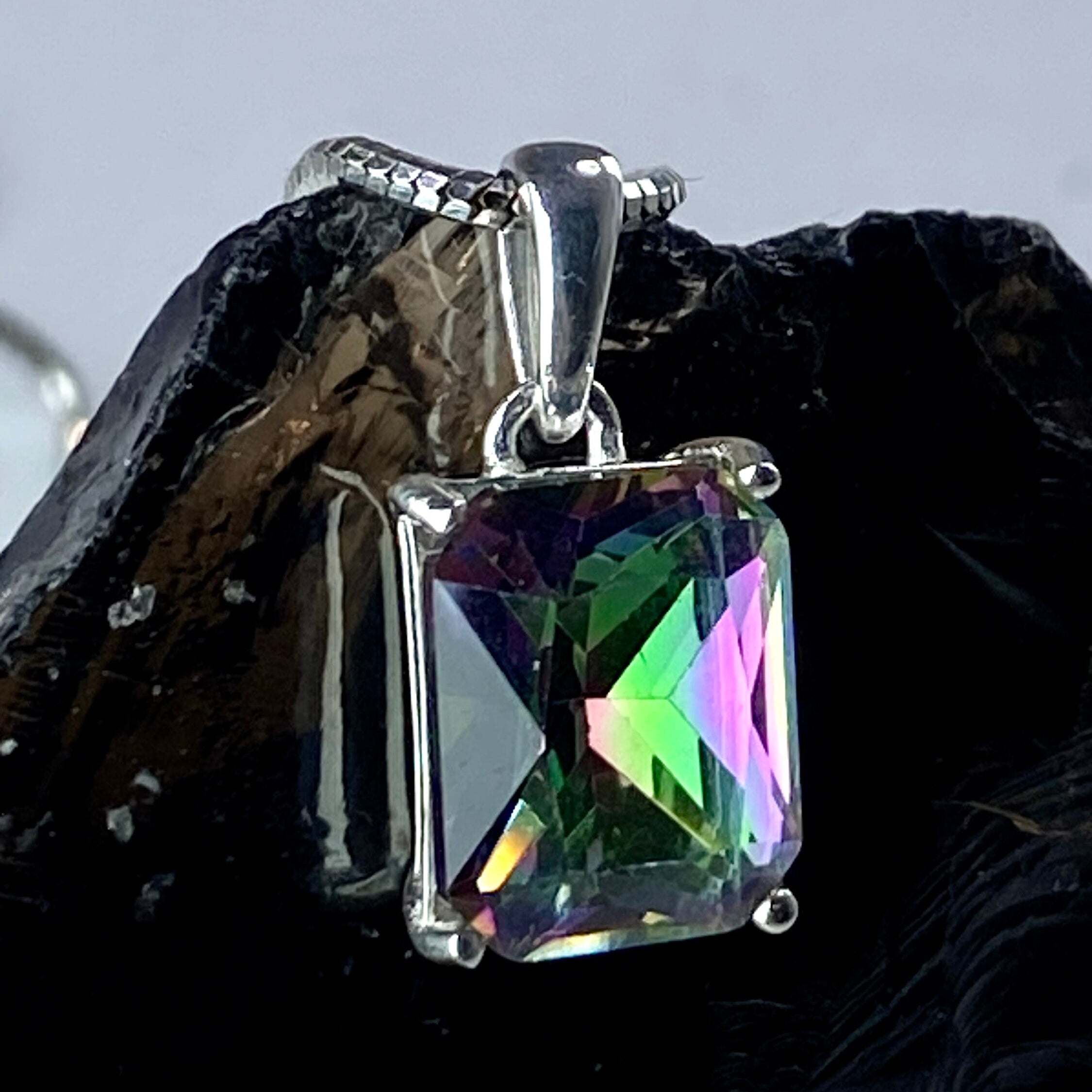 Mystic Topaz and Silver Pendant