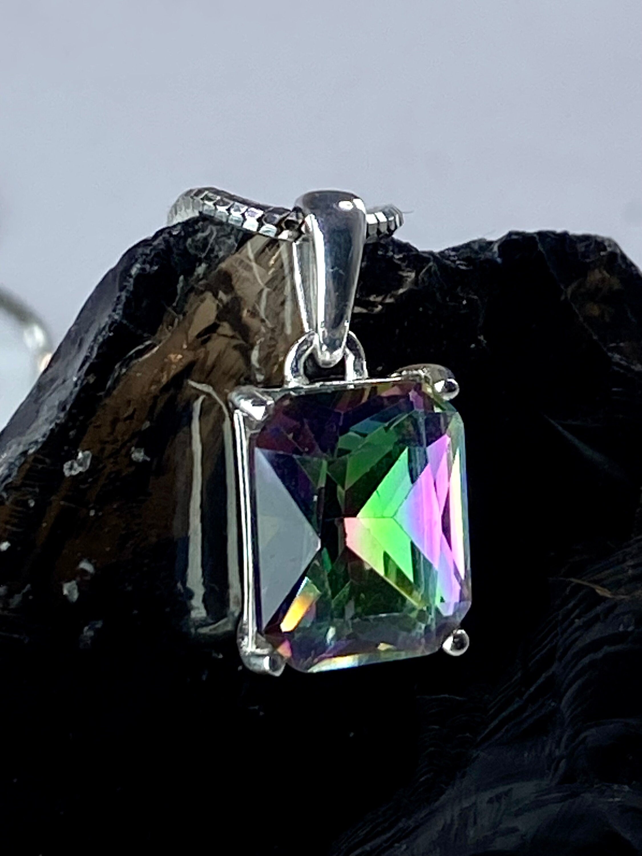 Mystic Topaz and Silver Pendant