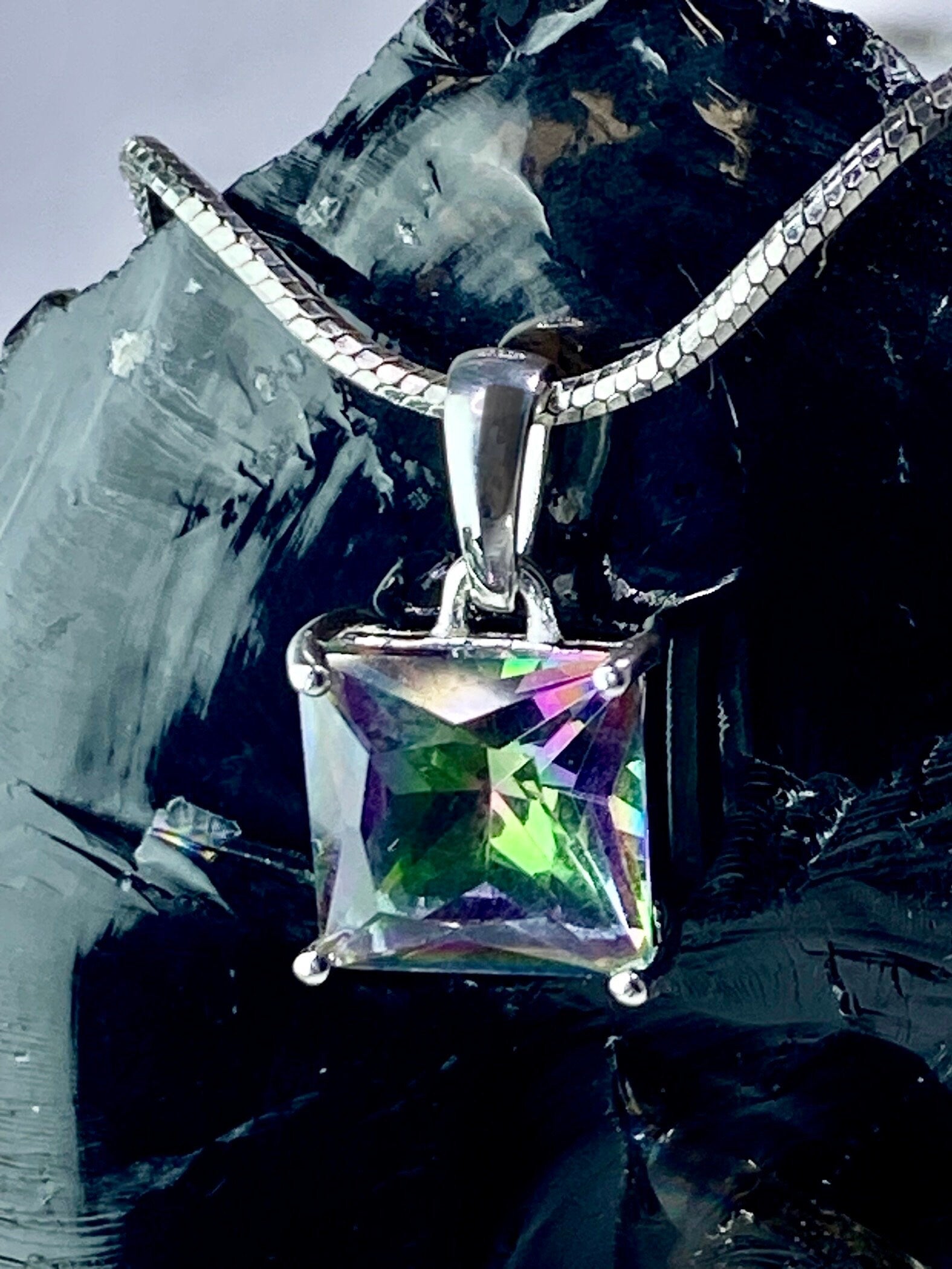 Mystic Topaz and Silver Pendant