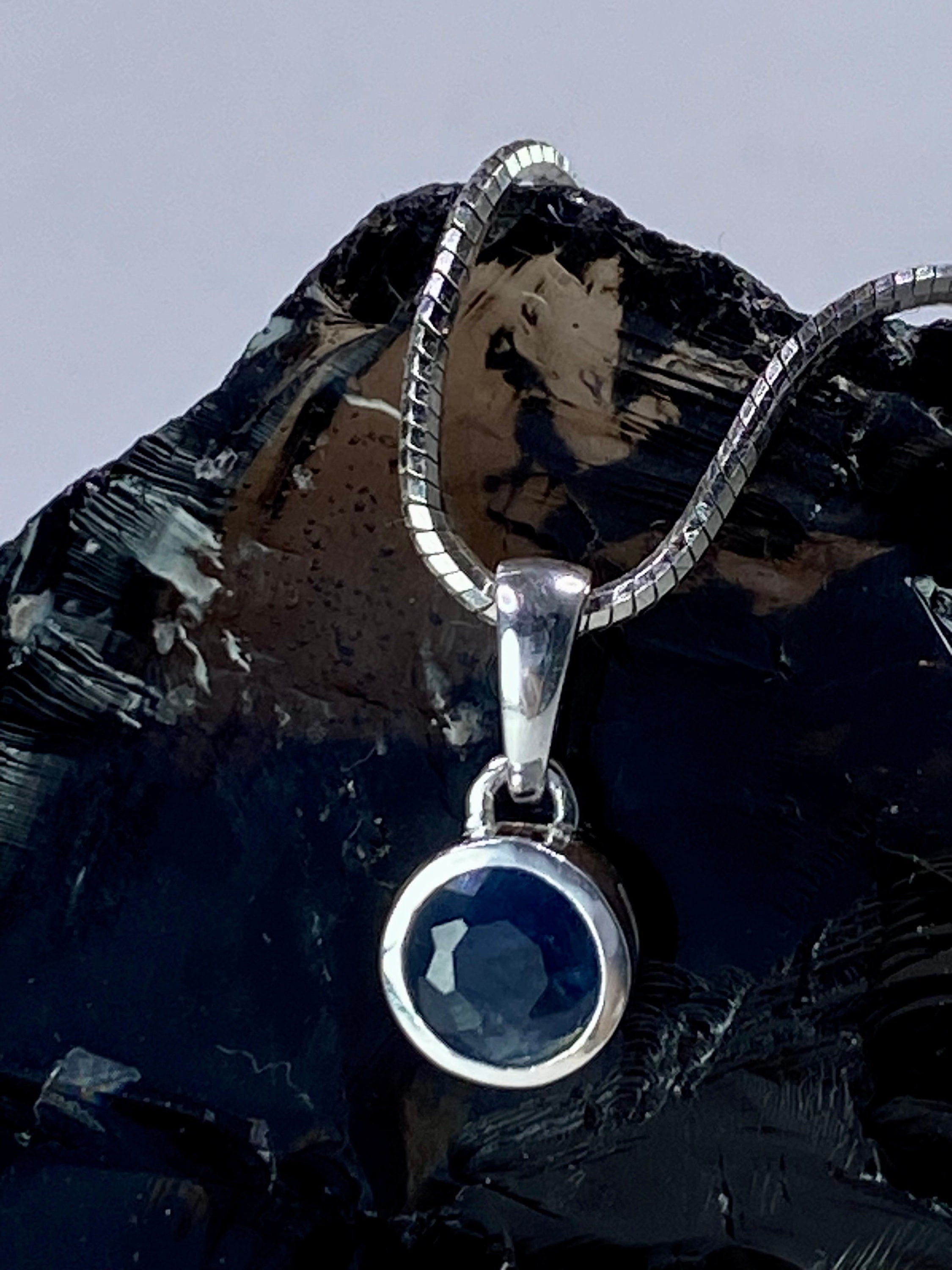 Raw Sapphire and Silver Pendant