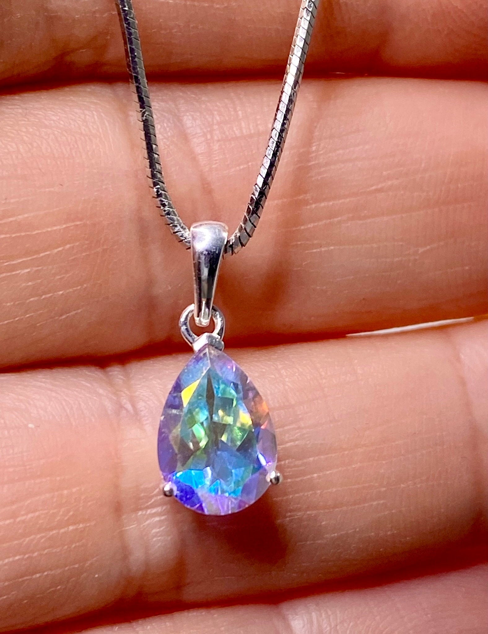 Mystic Topaz and Silver Pendant