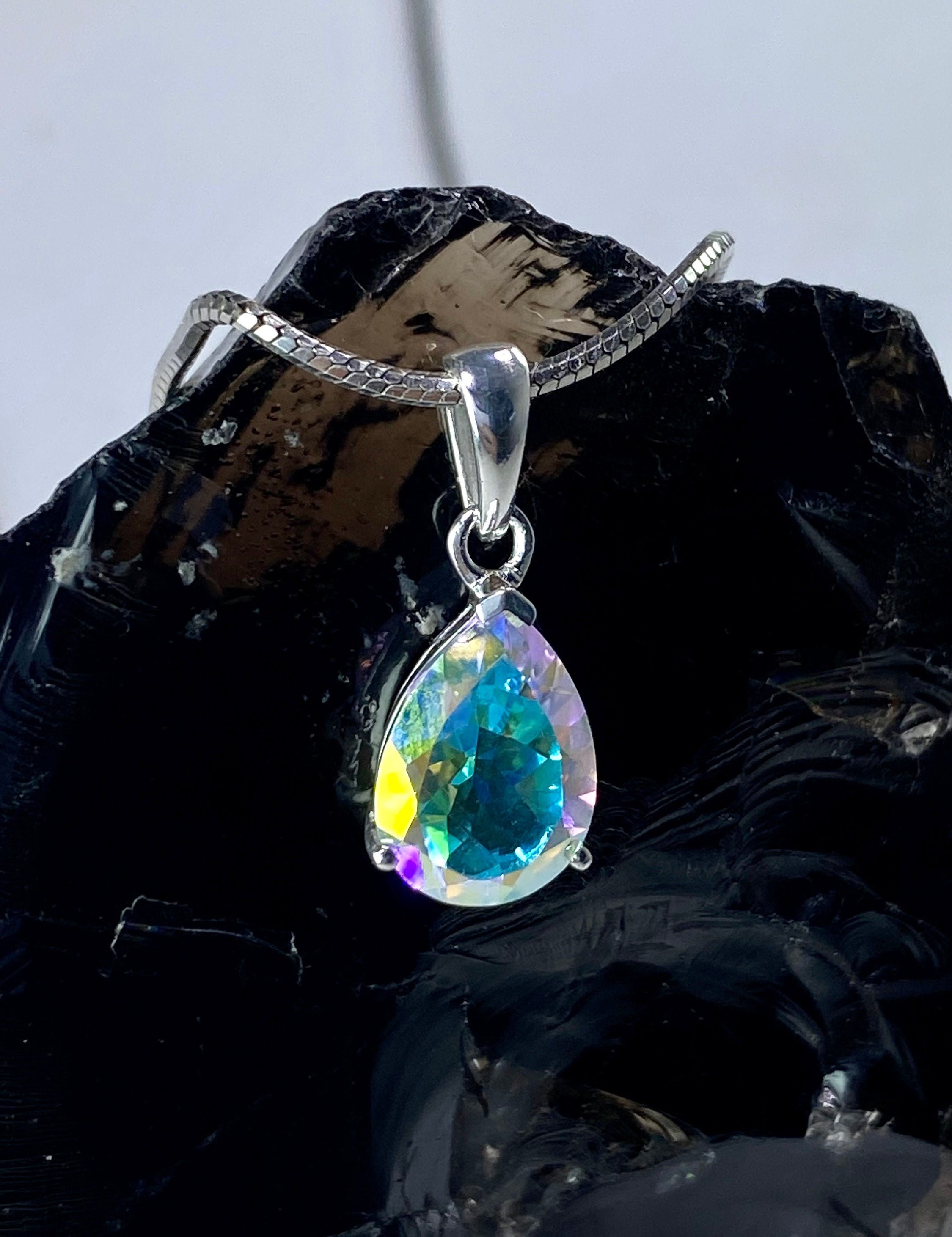 Mystic Topaz and Silver Pendant
