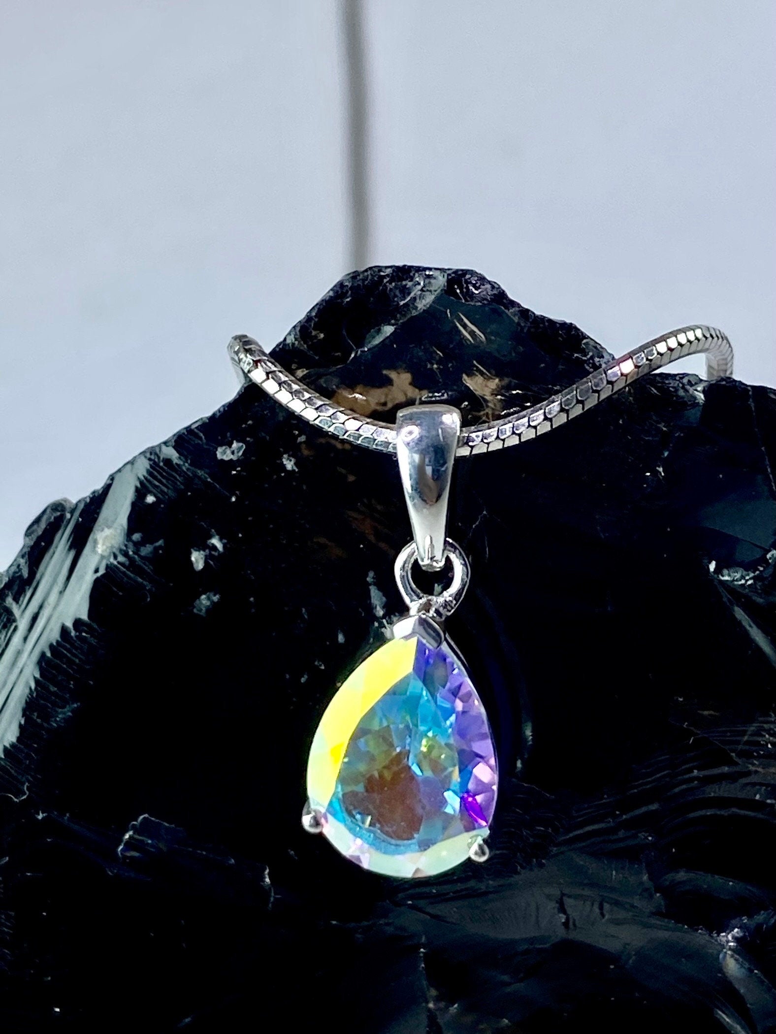 Mystic Topaz and Silver Pendant