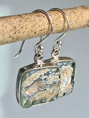 Ancient Roman Glass and Silver Earrings (UV2)