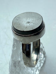 Karelian Shungite Sterling Silver Ring: Round Stone, Size 7