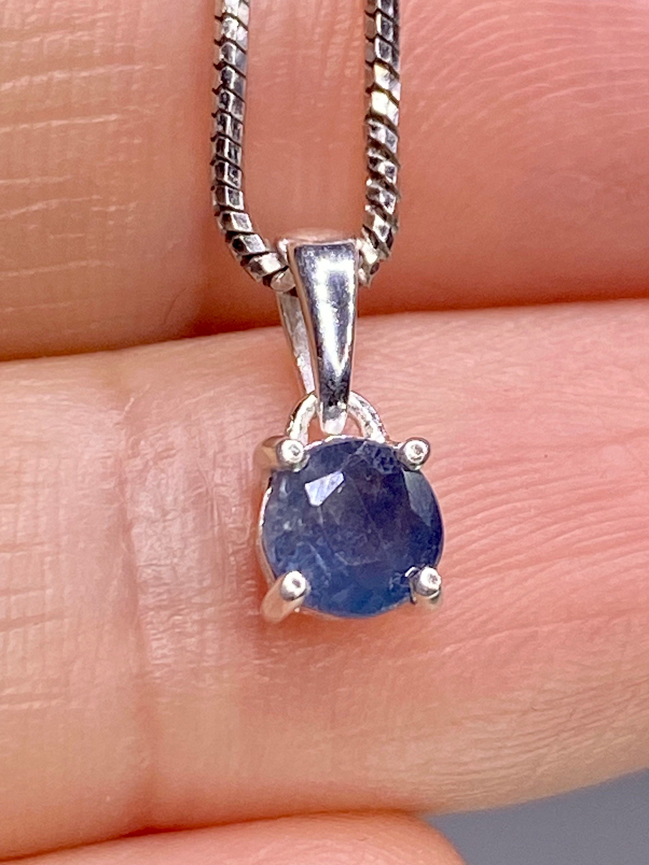 Raw Sapphire Sterling Silver Pendant