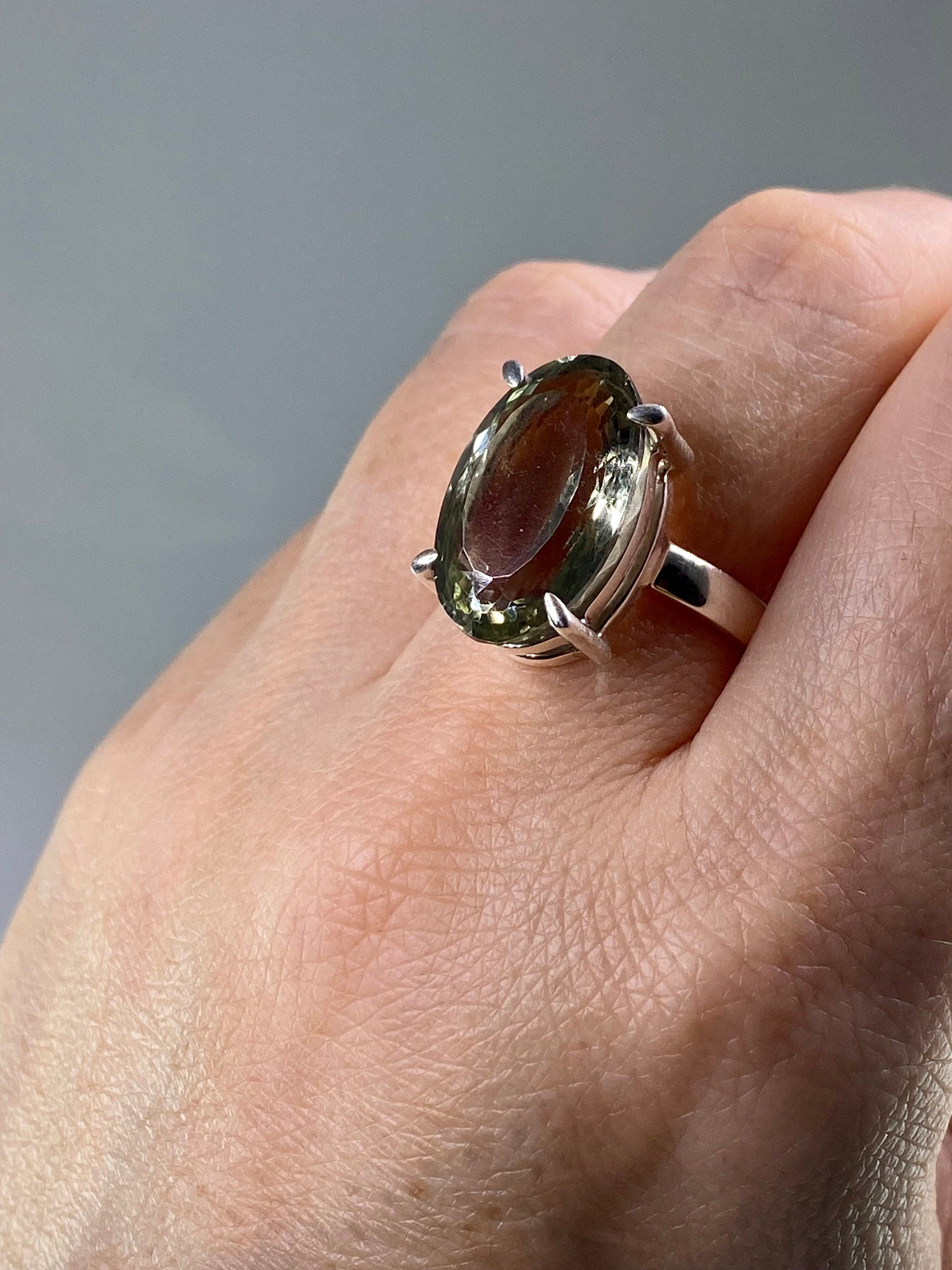 Green Amethyst (Prasiolite) and Silver Ring