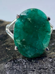 Raw Emerald and Silver Ring